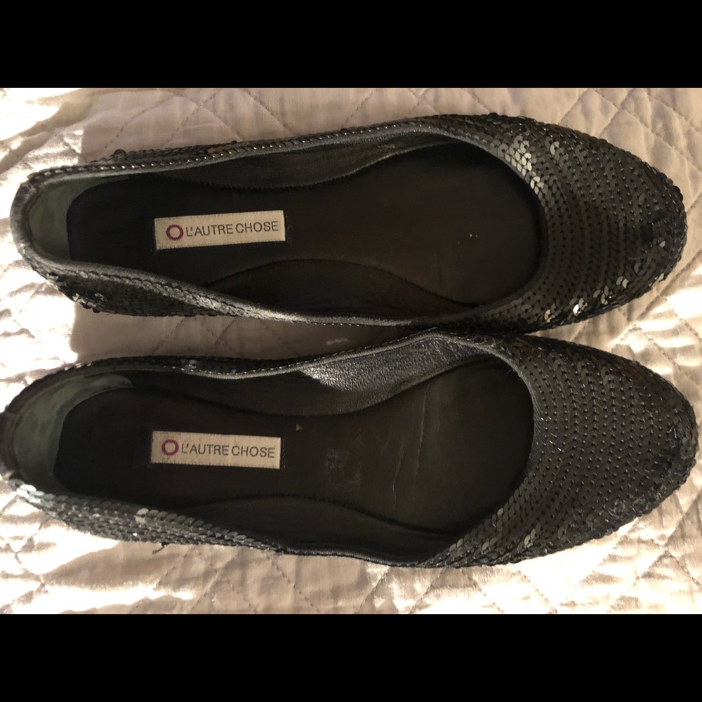 Black Sequined Flats